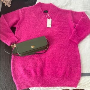 Vici Vibrant Pink V-Neck Sweater Dress